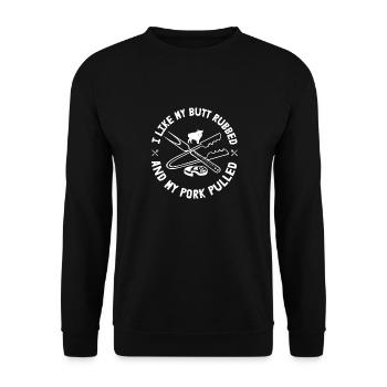 J’aime My Butt, The Funny Grill Bbq - Sweat-shirt Unisexe - noir - Devant - Alina (178cm) & Michal (187cm)