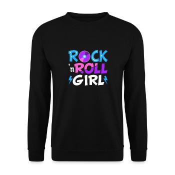 Rock N Roll Girl Retro 80s 90s Theme Party Music - Unisex Sweatshirt - black - Front - Alina (178cm) & Michal (187cm)