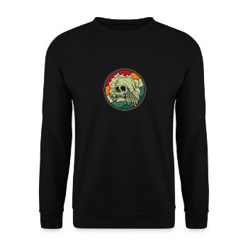 Rauchendes Skelett Lustig Halloween Raucher - Unisex Pullover - Schwarz - Vorne - Alina (178cm) & Michal (187cm)