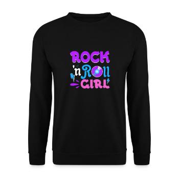 Rock N Roll Girl Retro 80s 90s Theme Party Music - Unisex Sweatshirt - black - Front - Alina (178cm) & Michal (187cm)