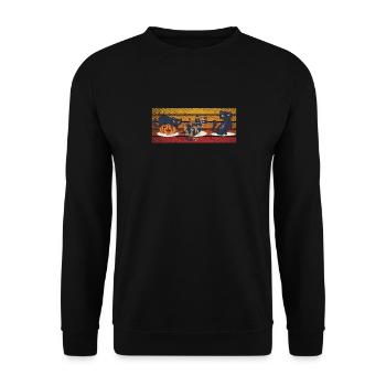 Kürbis Scary Zombie Schwarze Katzen Creepy - Unisex Pullover - Schwarz - Vorne - Alina (178cm) & Michal (187cm)