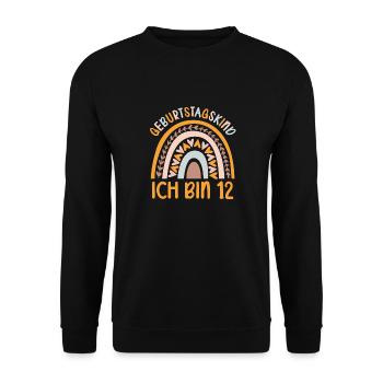 12 Jahre alt Rainbow Regenbogen 12. Geburtstag - Unisex Pullover - Schwarz - Vorne - Alina (178cm) & Michal (187cm)