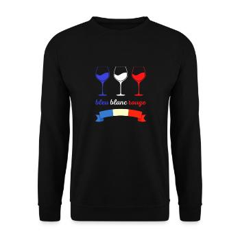 Verres de Vin Français bleu blanc et rouge - Sweat-shirt Unisexe - noir - Devant - Alina (178cm) & Michal (187cm)