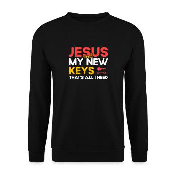 Jésus et Mes Nouvelles Clés est Tout Ce que Je Fais - Sweat-shirt Unisexe - noir - Devant - Alina (178cm) & Michal (187cm)