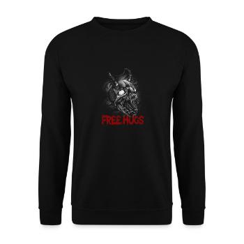 Free Hug's Skull -Bloody Font Halloween - Unisex Sweatshirt - black - Front - Alina (178cm) & Michal (187cm)