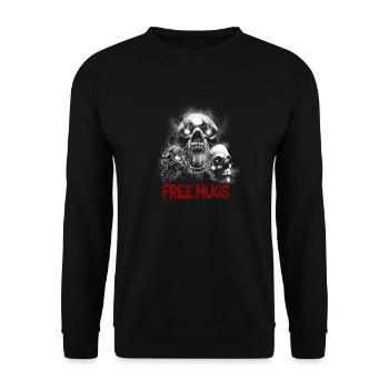 Free Hug's Skull -Bloody Font Halloween - Unisex Sweatshirt - black - Front - Alina (178cm) & Michal (187cm)