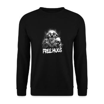 Free Hug's Skull -Bloody Font Halloween - Unisex Sweatshirt - black - Front - Alina (178cm) & Michal (187cm)