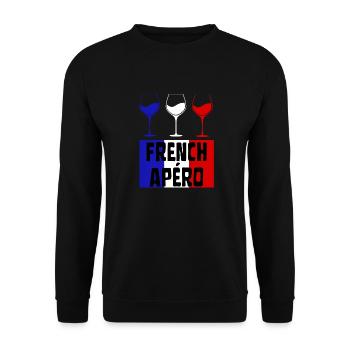 FRENCH APÉRO Vin Français bleu blanc et rouge - Sweat-shirt Unisexe - noir - Devant - Alina (178cm) & Michal (187cm)