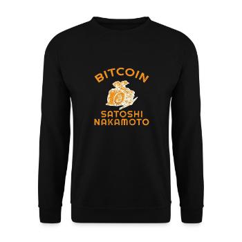 Bitcoin Satoshi Nakamoto - Unisex Pullover - Schwarz - Vorne - Alina (178cm) & Michal (187cm)