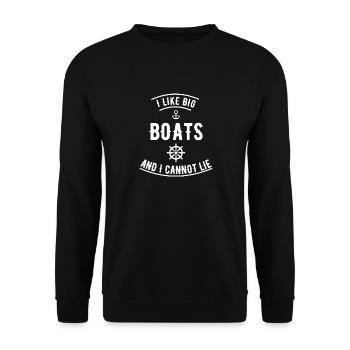 J’aime les gros bateaux et je ne peux pas mentir blanc - Sweat-shirt Unisexe - noir - Devant - Alina (178cm) & Michal (187cm)