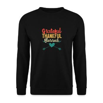 Grateful Grateful Blessed Funny Religious Thanksgiving - Unisex Sweatshirt - black - Front - Alina (178cm) & Michal (187cm)