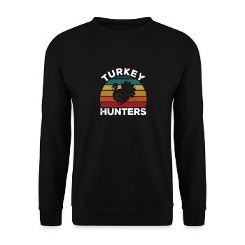 Turkey Hunter Funny Thanksgiving Hunt November - Unisex Sweatshirt - black - Front - Alina (178cm) & Michal (187cm)