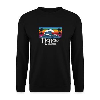 The Bahamas Nassau City Vintage Wave Art - Unisex Sweatshirt - black - Front - Alina (178cm) & Michal (187cm)