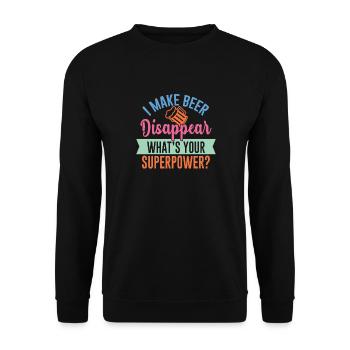 Je fais disparaître la bière - votre superpouvoir? - Sweat-shirt Unisexe - noir - Devant - Alina (178cm) & Michal (187cm)