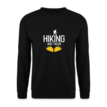 Vintage Hiking & Tacos Awesome Drôle De Thé Randonneur - Sweat-shirt Unisexe - noir - Devant - Alina (178cm) & Michal (187cm)