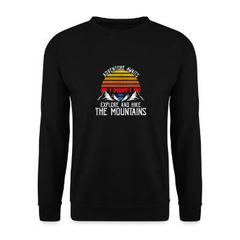 L’aventure vous attend Explorez et randonnez dans les montagnes - Sweat-shirt Unisexe - noir - Devant - Alina (178cm) & Michal (187cm)