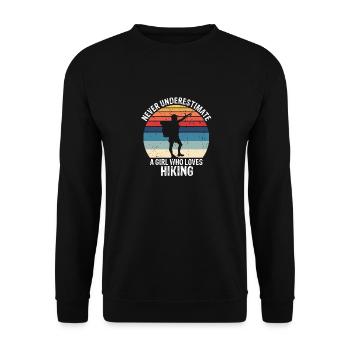 Ne sous-estimez jamais une fille qui aime le thé de randonnée - Sweat-shirt Unisexe - noir - Devant - Alina (178cm) & Michal (187cm)