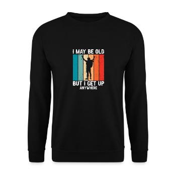 Rétro Je suis peut-être vieux mais je me lève n’importe où - Sweat-shirt Unisexe - noir - Devant - Alina (178cm) & Michal (187cm)