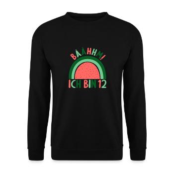 12 Jahre alt Rainbow Regenbogen 12. Geburtstag - Unisex Pullover - Schwarz - Vorne - Alina (178cm) & Michal (187cm)