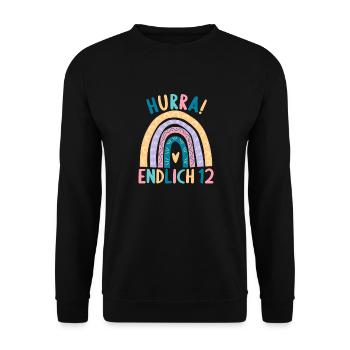 12 Jahre alt Rainbow Regenbogen 12. Geburtstag - Unisex Pullover - Schwarz - Vorne - Alina (178cm) & Michal (187cm)