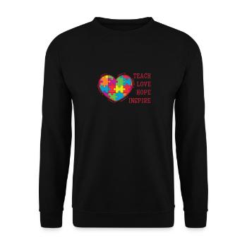 Autism Teach Love Hope Inspire - Unisex Sweatshirt - black - Front - Alina (178cm) & Michal (187cm)