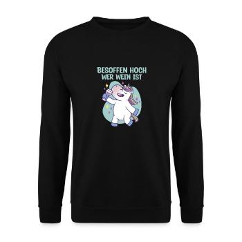 Besoffen hoch wer Wein ist Saufen - Unisex Pullover - Schwarz - Vorne - Alina (178cm) & Michal (187cm)