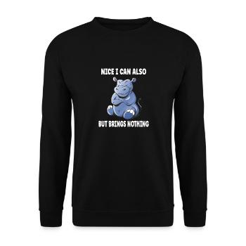Sympa puis-je aussi apporter mais rien d’hippopotame - Sweat-shirt Unisexe - noir - Devant - Alina (178cm) & Michal (187cm)