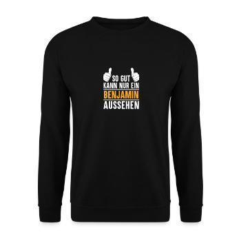 Benjamin Vorname Geschenk - Unisex Pullover - Schwarz - Vorne - Alina (178cm) & Michal (187cm)