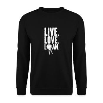 Live Love Loan Fresh Homeowner - Unisex Sweatshirt - black - Front - Alina (178cm) & Michal (187cm)