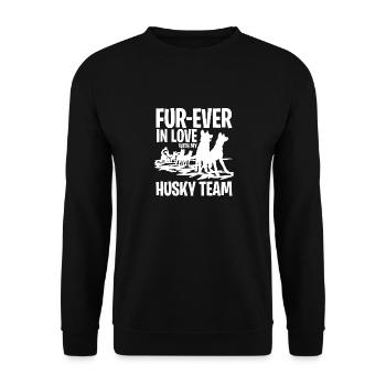 Sled dog Fur-ever in love with my husky team - Unisex Sweatshirt - black - Front - Alina (178cm) & Michal (187cm)