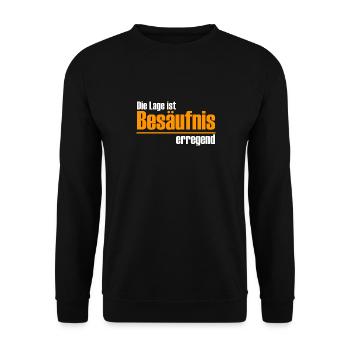 Die Lage ist Besäufnis erregend Bierliebhaber - Unisex Pullover - Schwarz - Vorne - Alina (178cm) & Michal (187cm)
