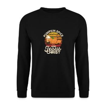 Funny Coffee Lovers Religious Pumpkin Spice - Unisex Sweatshirt - black - Front - Alina (178cm) & Michal (187cm)
