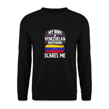 Venezuela Venezuela Venezuela Drapeau ma femme est - Sweat-shirt Unisexe - noir - Devant - Alina (178cm) & Michal (187cm)