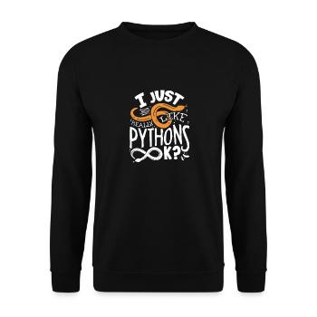 Banana Ball Python Herpetologist I Just Really - Unisex Sweatshirt - black - Front - Alina (178cm) & Michal (187cm)