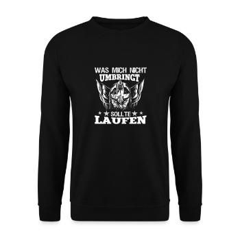 Was Mich Nicht Umbringt Nordischer Wikinger - Unisex Pullover - Schwarz - Vorne - Alina (178cm) & Michal (187cm)