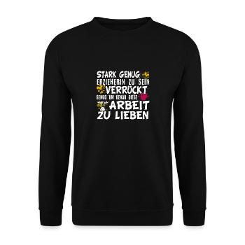 Kita Spruch für Erzieherin Kindergarten - Unisex Pullover - Schwarz - Vorne - Alina (178cm) & Michal (187cm)