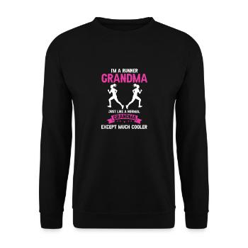 Runner GRANDMA Like A Normal Grandma But Cooler - Unisex Sweatshirt - black - Front - Alina (178cm) & Michal (187cm)