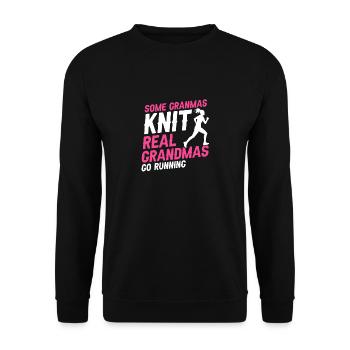 Some Granmas Knit Real GRANDMAS Go Running Cool - Unisex Sweatshirt - black - Front - Alina (178cm) & Michal (187cm)