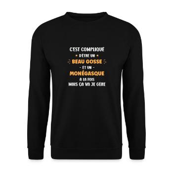 Compliqué beau gosse et Monégasque - Sweat-shirt Unisexe - noir - Devant - Alina (178cm) & Michal (187cm)