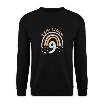 9 years old Rainbow Rainbow 9th birthday - Unisex Sweatshirt - black - Front - Alina (178cm) & Michal (187cm)