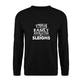 Easily Distracted By Sleigh's Sled Dog - Unisex Sweatshirt - black - Front - Alina (178cm) & Michal (187cm)