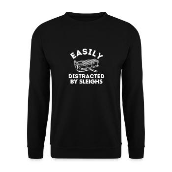 Easily Distracted By Sleigh's Sled Dog - Unisex Sweatshirt - black - Front - Alina (178cm) & Michal (187cm)