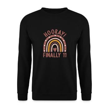 11 Jahre alt Rainbow Regenbogen 11. Geburtstag - Unisex Pullover - Schwarz - Vorne - Alina (178cm) & Michal (187cm)