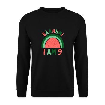 9 years old Rainbow Rainbow 9th birthday - Unisex Sweatshirt - black - Front - Alina (178cm) & Michal (187cm)