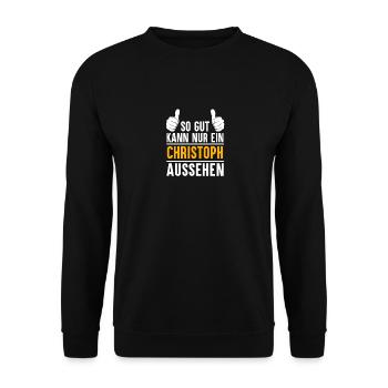Christoph Vorname Name Geschenk - Unisex Pullover - Schwarz - Vorne - Alina (178cm) & Michal (187cm)