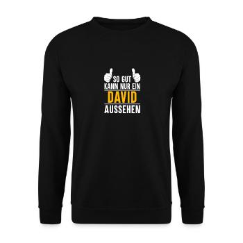 David Vorname Name Geschenk - Unisex Pullover - Schwarz - Vorne - Alina (178cm) & Michal (187cm)