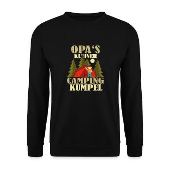 Opas kleiner camping kumpel - Unisex Pullover - Schwarz - Vorne - Alina (178cm) & Michal (187cm)