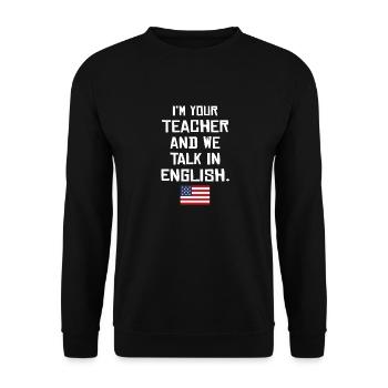 American English teacher - Unisex Pullover - Schwarz - Vorne - Alina (178cm) & Michal (187cm)