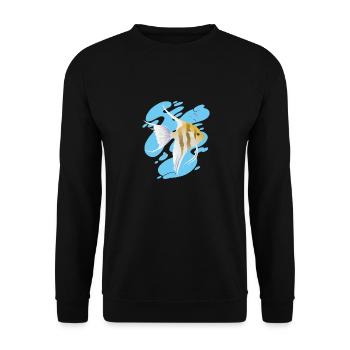 Cool AngelFish Aquarium Sea Coral Reef Ocean - Unisex Sweatshirt - black - Front - Alina (178cm) & Michal (187cm)