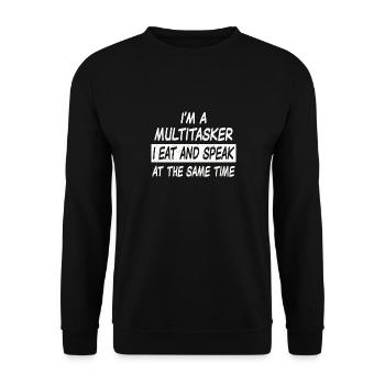 Multitasker eat and speak - Unisex Pullover - Schwarz - Vorne - Alina (178cm) & Michal (187cm)